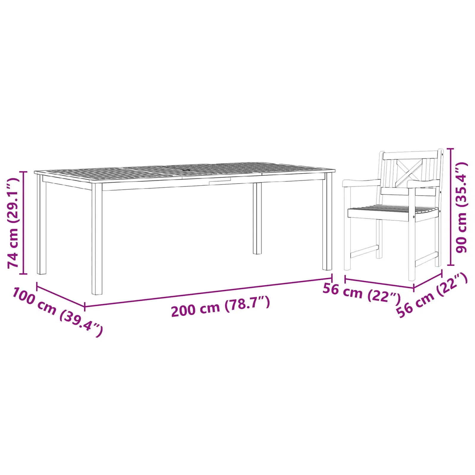Rustikales Garten-Esszimmer-Set Echtholz 180x90x75 cm Braun