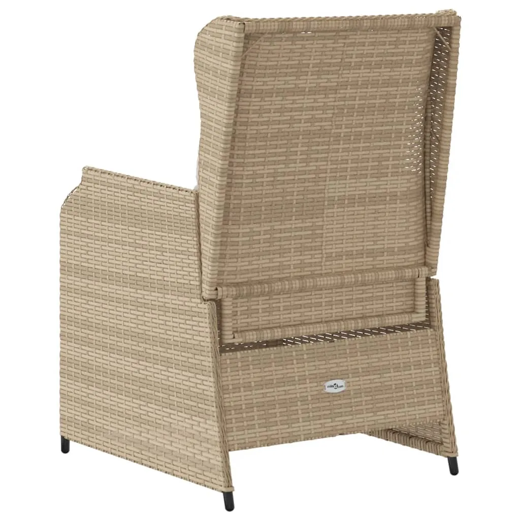 Verstellbarer Gartenstuhl Beige 55x67x95 cm mit PE-Rattan und Stahlrahmen