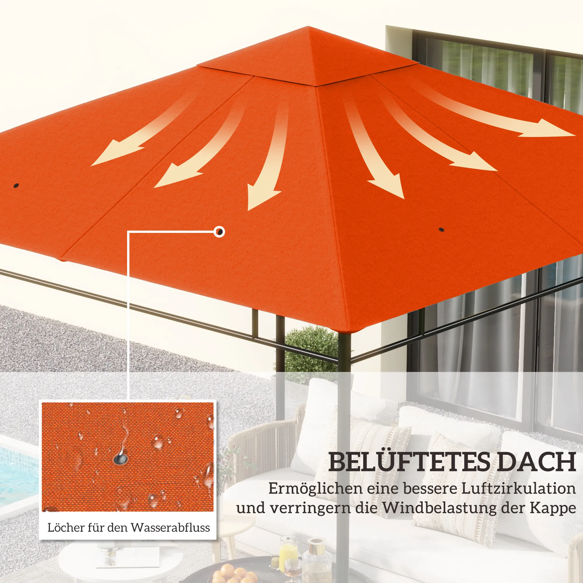 Ersatzdach für Pavillon 298L x 295B cm in Orange