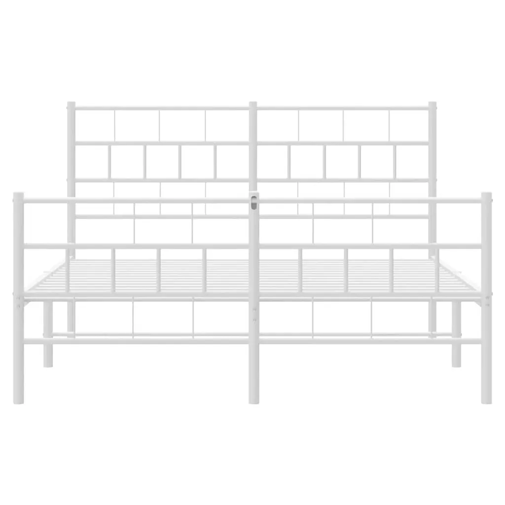 Bettgestell mit Kopf- und Fußteil Metall Weiß 150x200 cm
