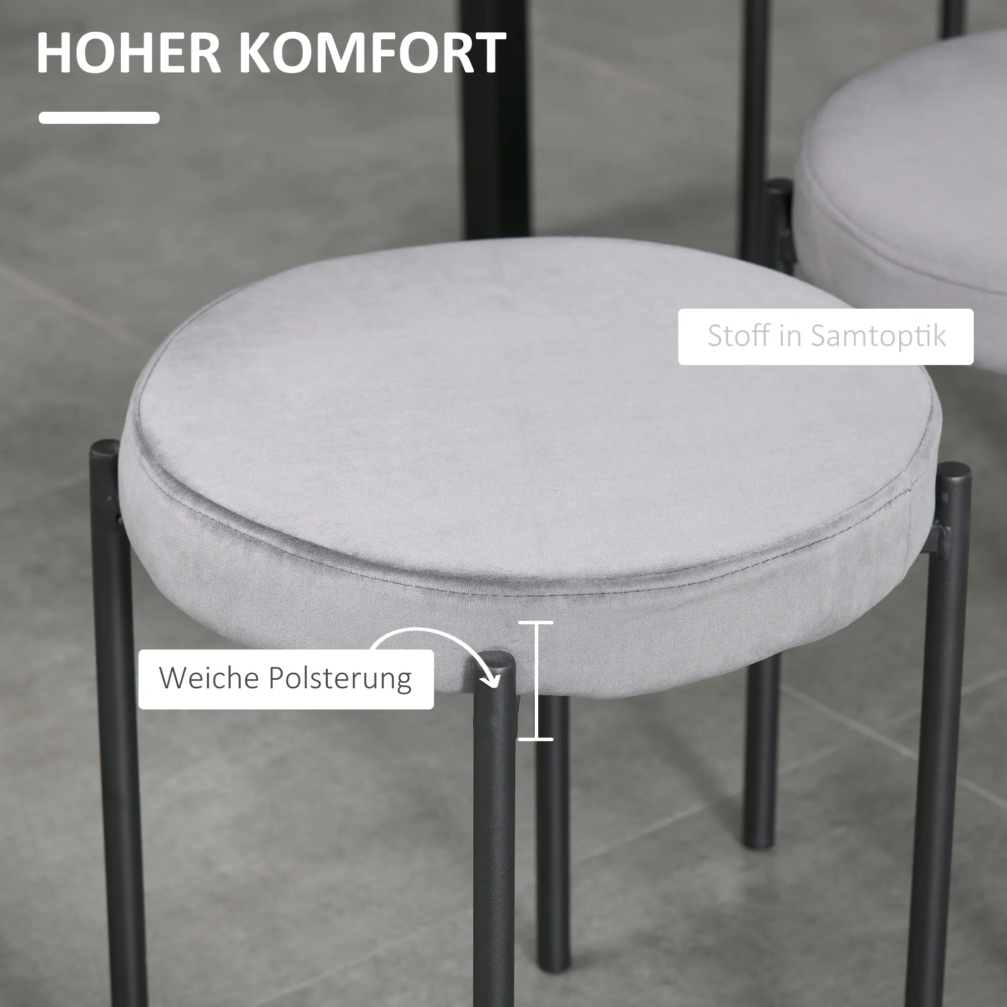 Stapelbare Küchenhocker Grau 41,5B x 41,5T x 46H cm
