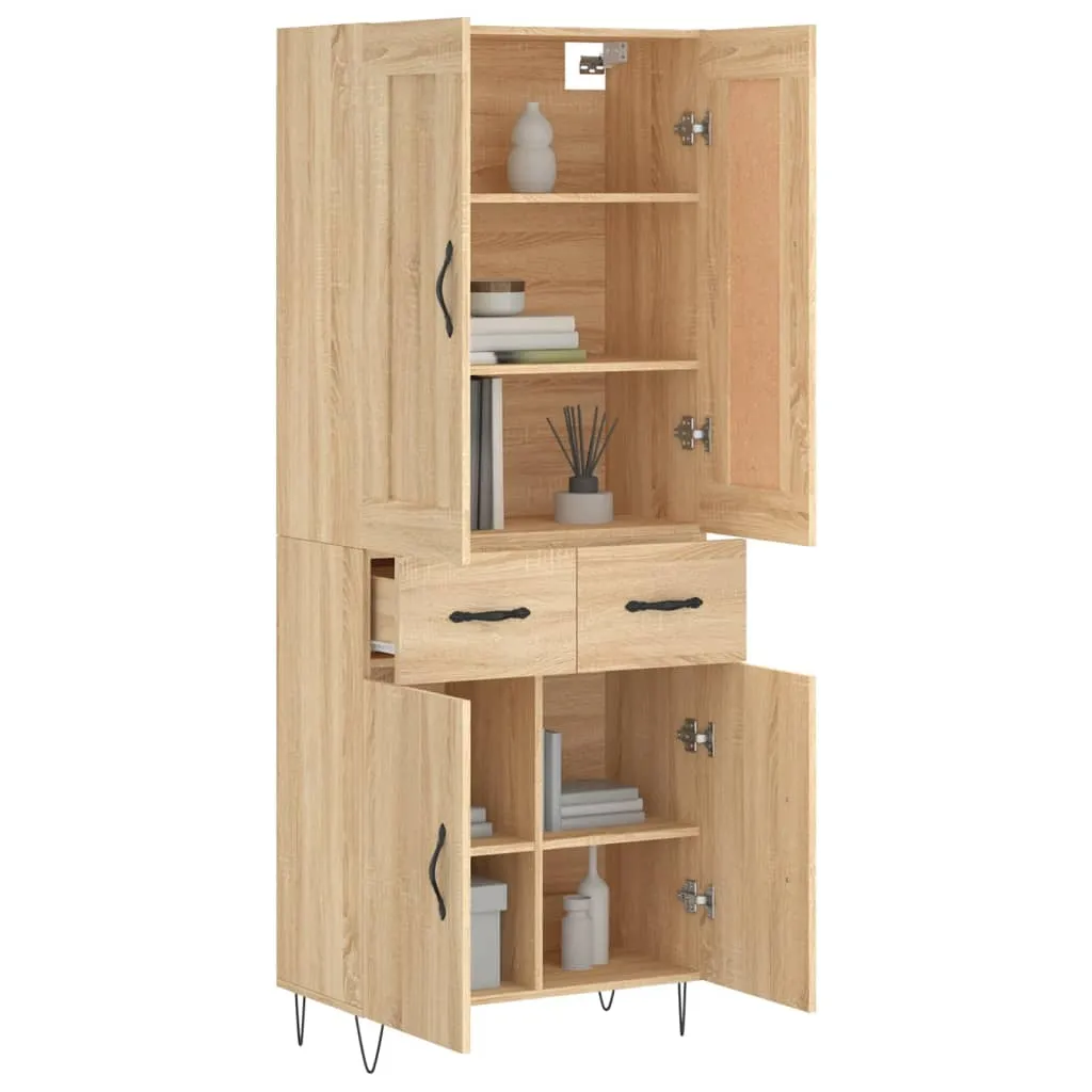 Highboard Sonoma-Eiche 69,5 x 34 x 180 cm aus Holzwerkstoff und Metall