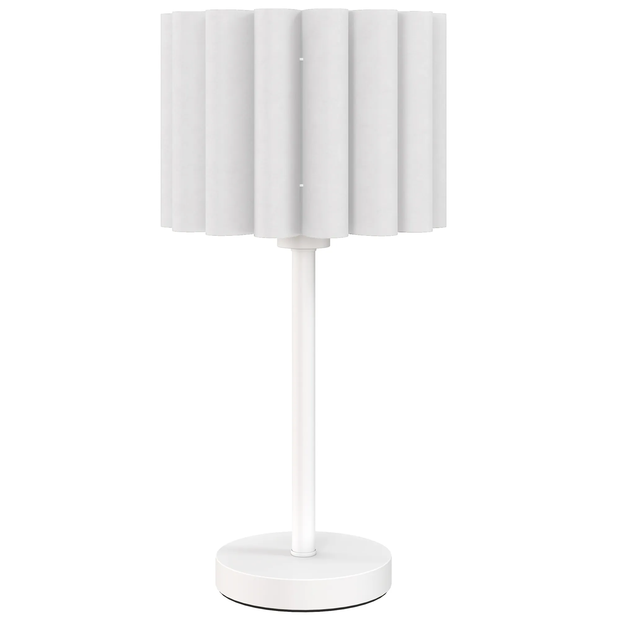 Tischlampe Retro-Stil Kunststoff-Schirm E27 Metallfuß Weiß