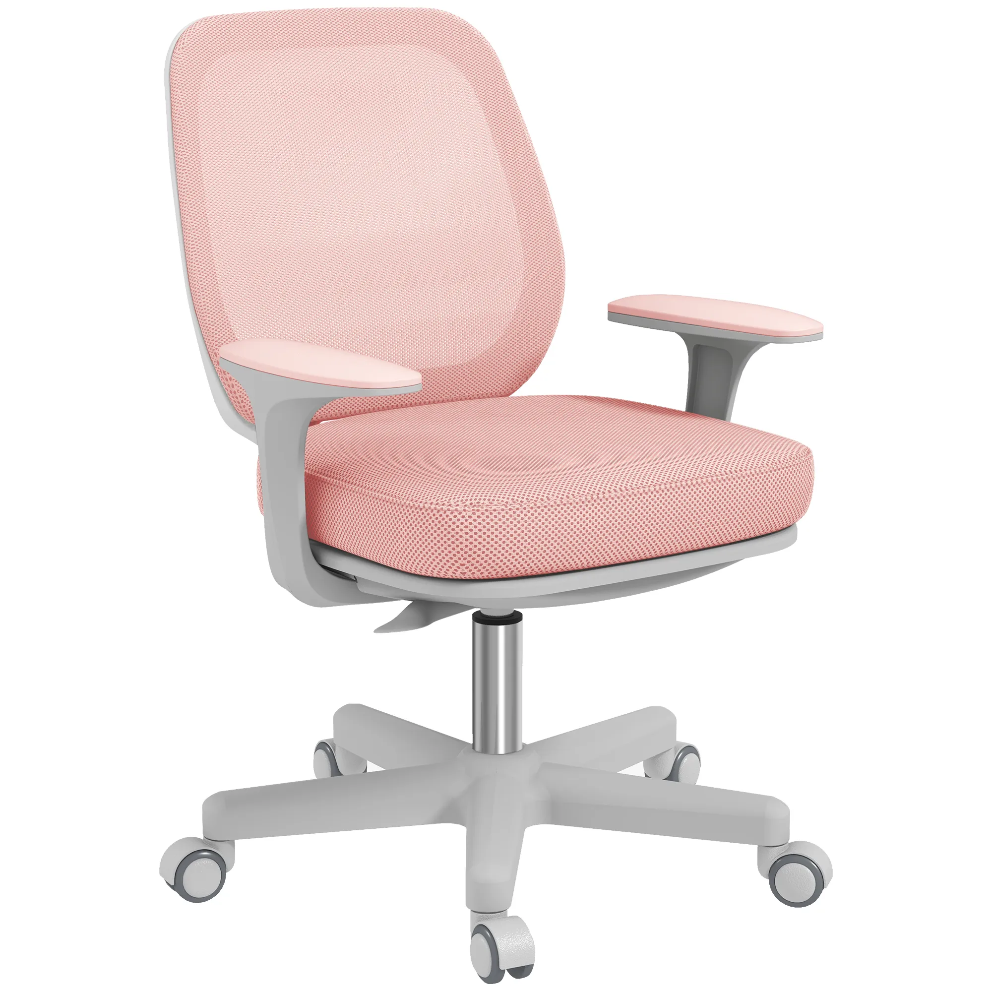 Bürostuhl, Ergonomisch Schreibtischstuhl mit Drehfunktion, Höhenverstellbar 55 x 48 x 82,5-94,5 cm Rosa