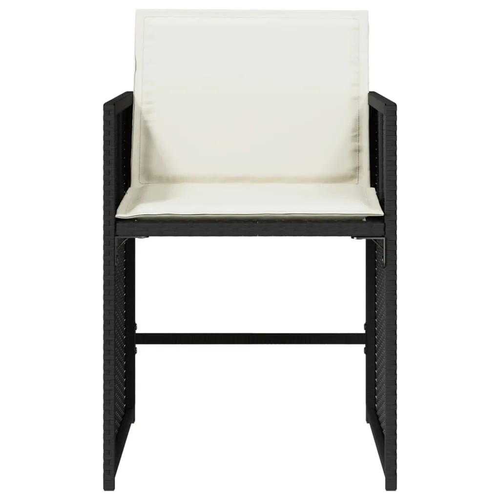 Gartenstuhl aus PE-Rattan mit Stahlrahmen 50,5x54x79 cm Schwarz