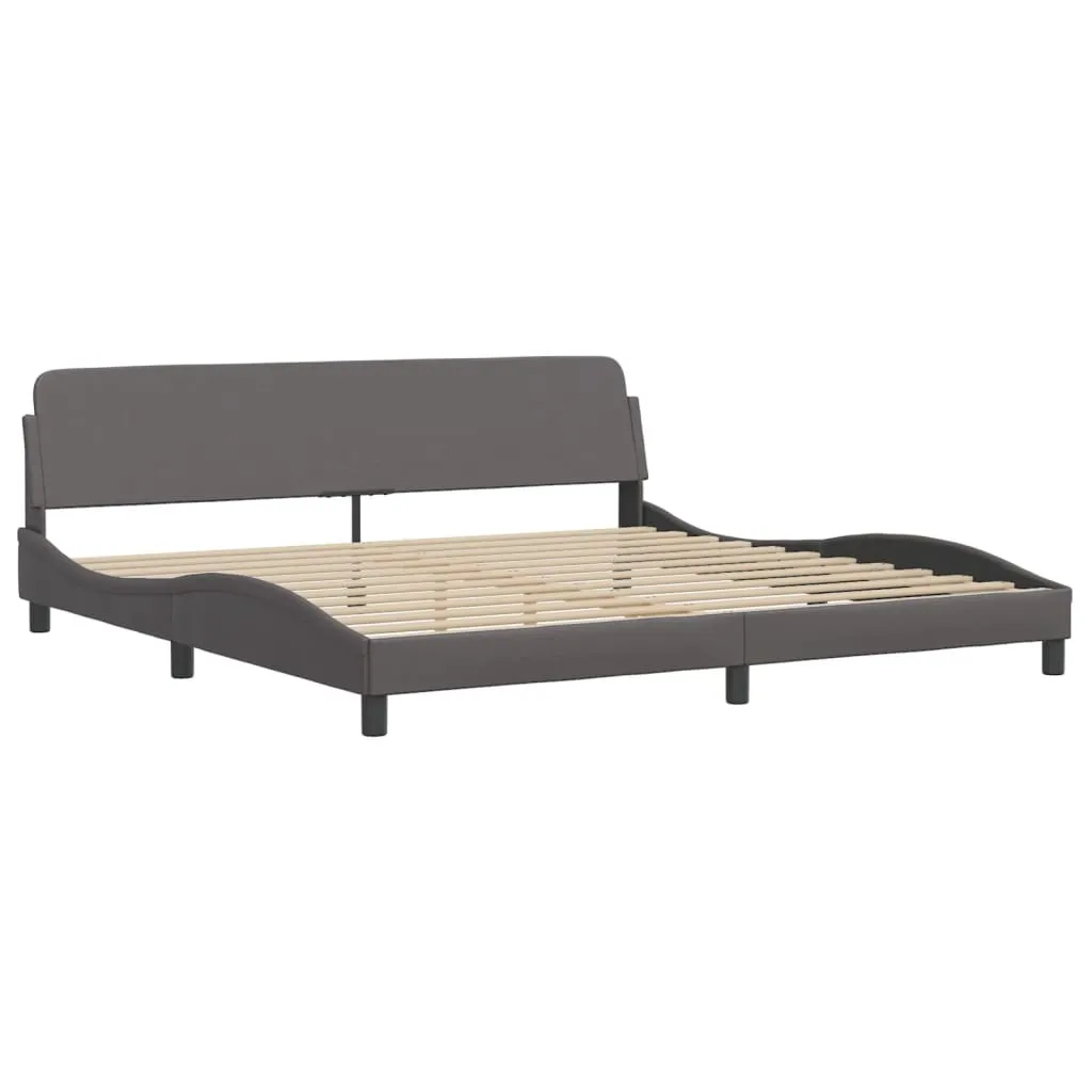 Bettgestell Grau 218 x 205 x 74,5 cm mit Kopfteil-Kissen