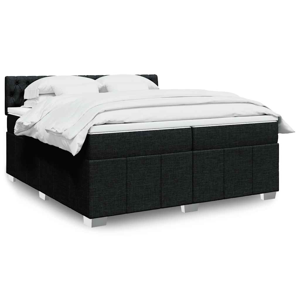 Boxspringbett 200x200 cm mit LED-Lichtern und Topper, Schwarz