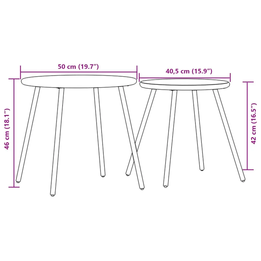 Garten-Couchtisch Set Schwarz 50x46 cm & 40,5x42 cm Pulverbeschichteter Stahl