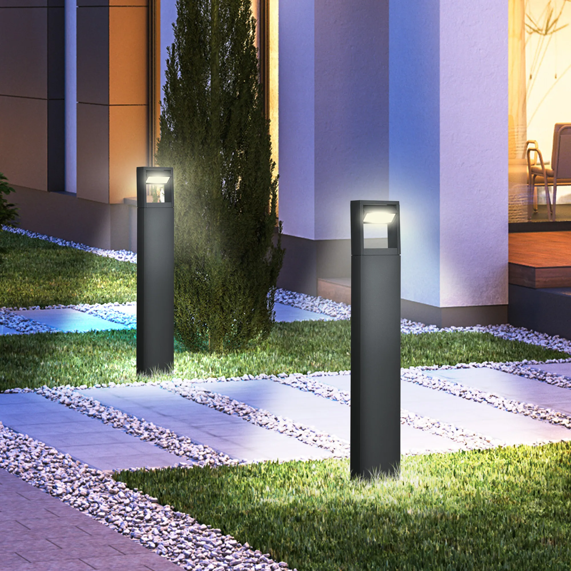 Gartenlampe Wegleuchte LED Aluminium Dunkelgrau 16x5x90 cm