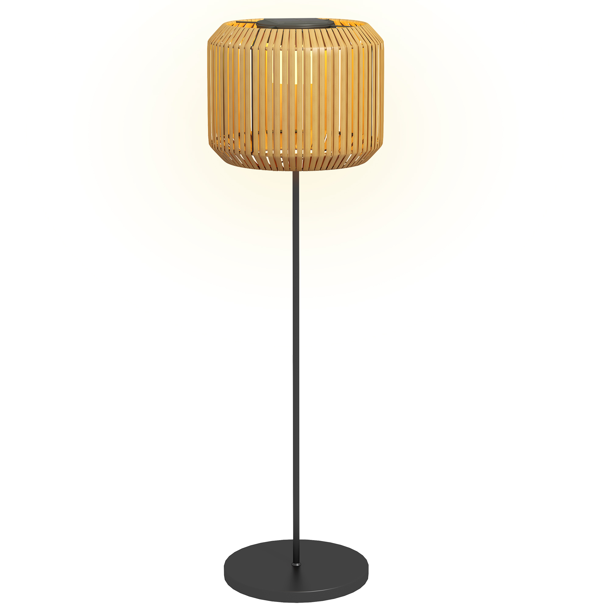 Solar Gartenleuchte Rattan Stehleuchte Ø34 x 130cm Gelb