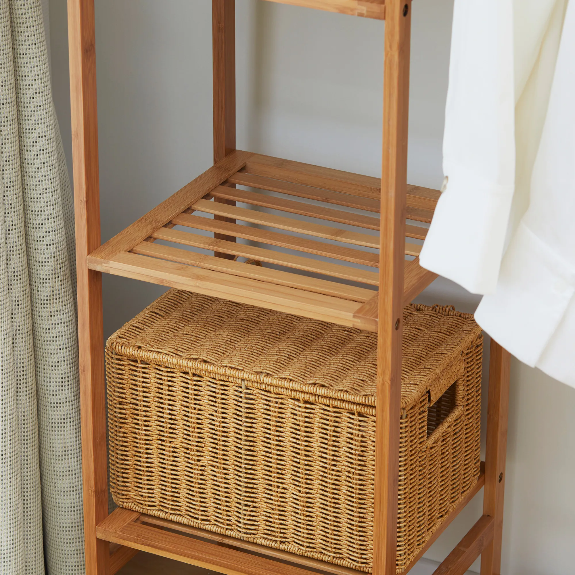 Bambus-Kleiderständer 90L x 30B x 145H cm Naturholz