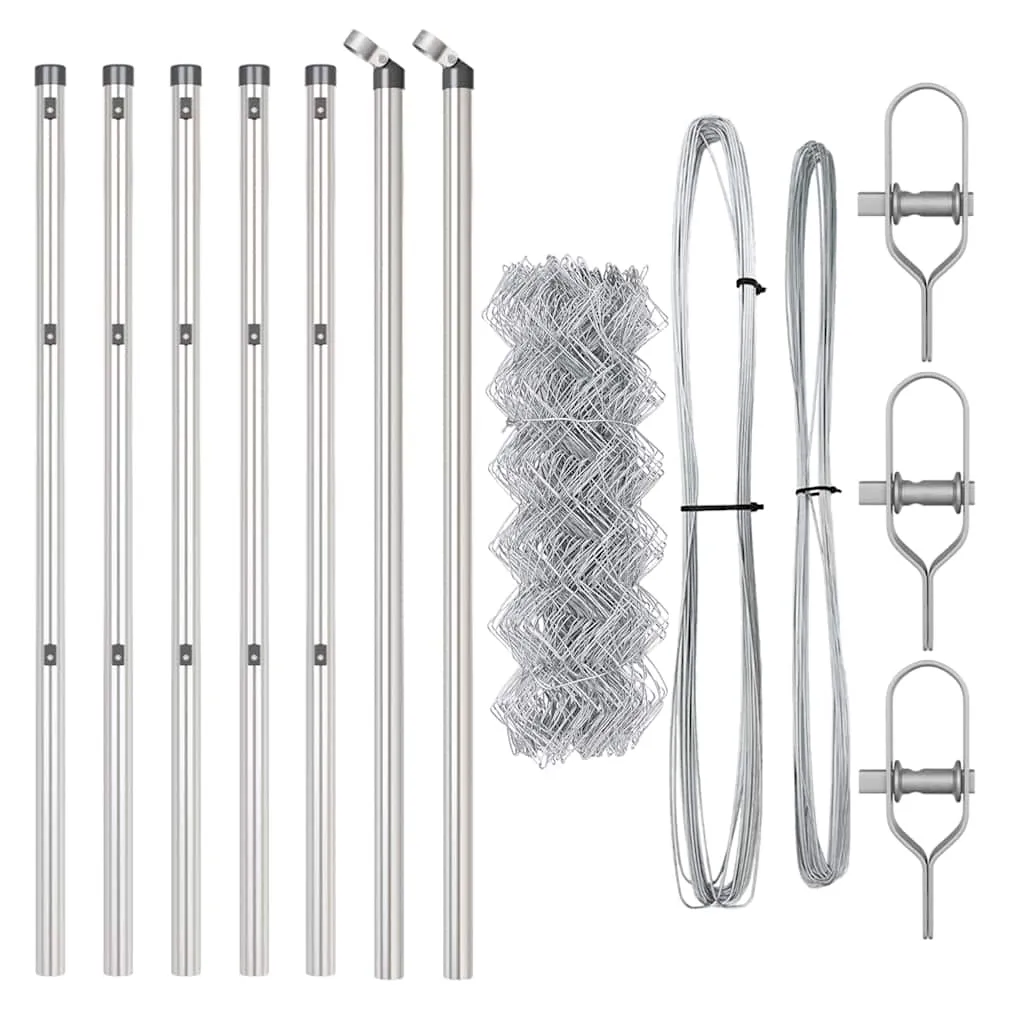 Zaunpfosten-Set aus Stahl 1000 x 3,2 x 60 cm Silber