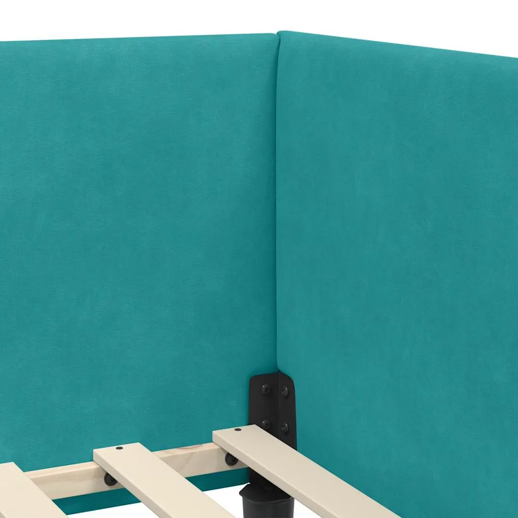 Eckbettgestell mit Matratze 194 x 94 x 72 cm Türkis