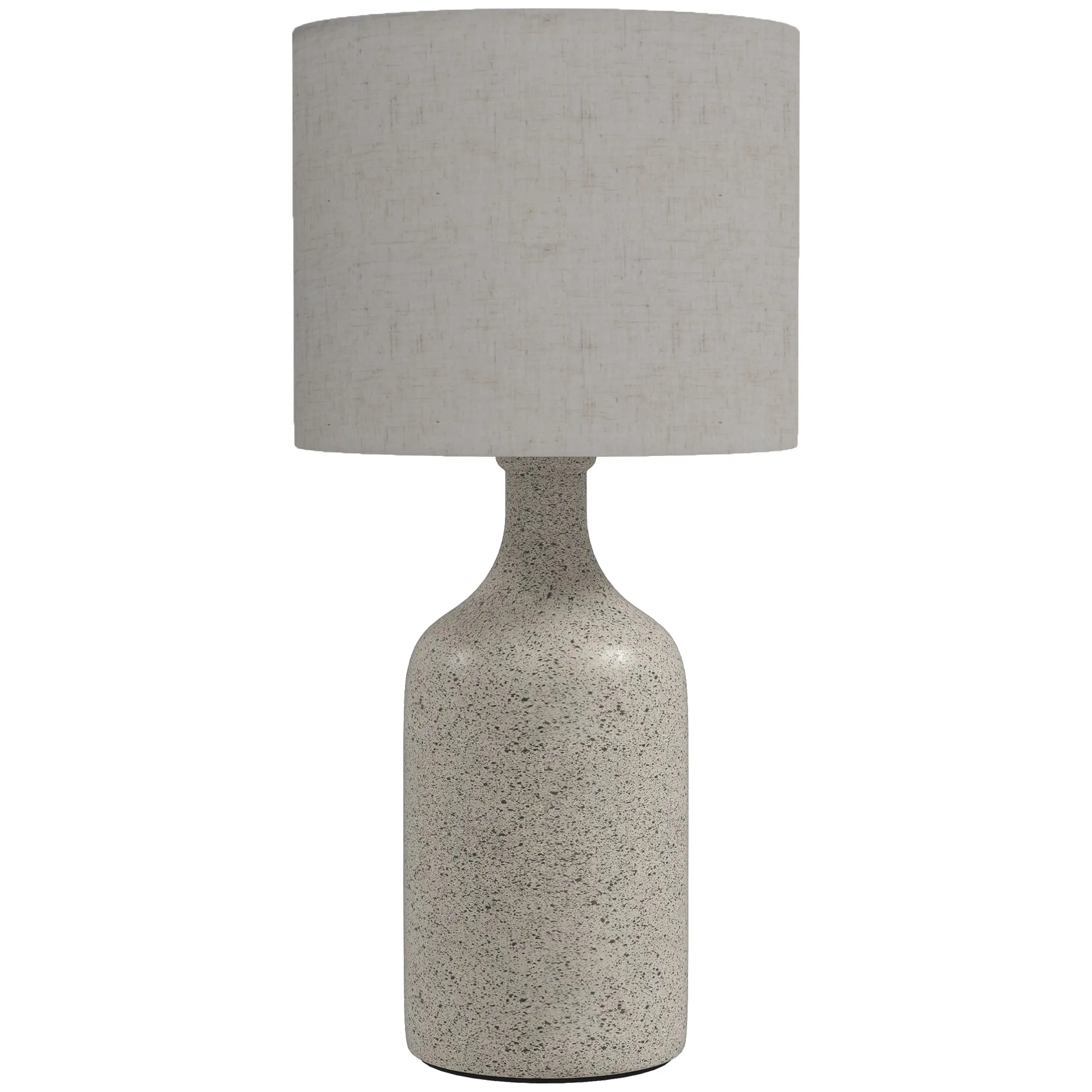 Tischlampe mit Keramiksockel und Leinenschirm, 45 cm, Sandfarben