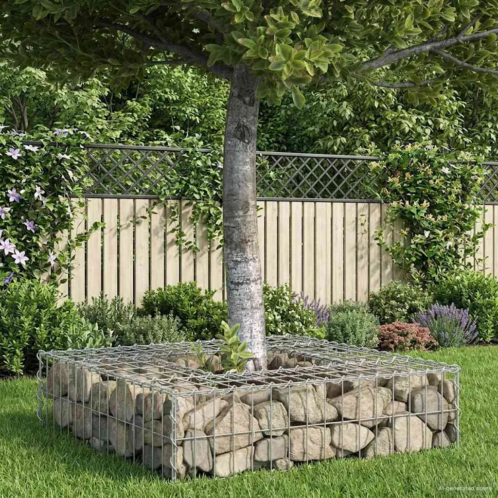 Gabionen Hochbeet Zaunpaneel 80x80x20 cm Silber