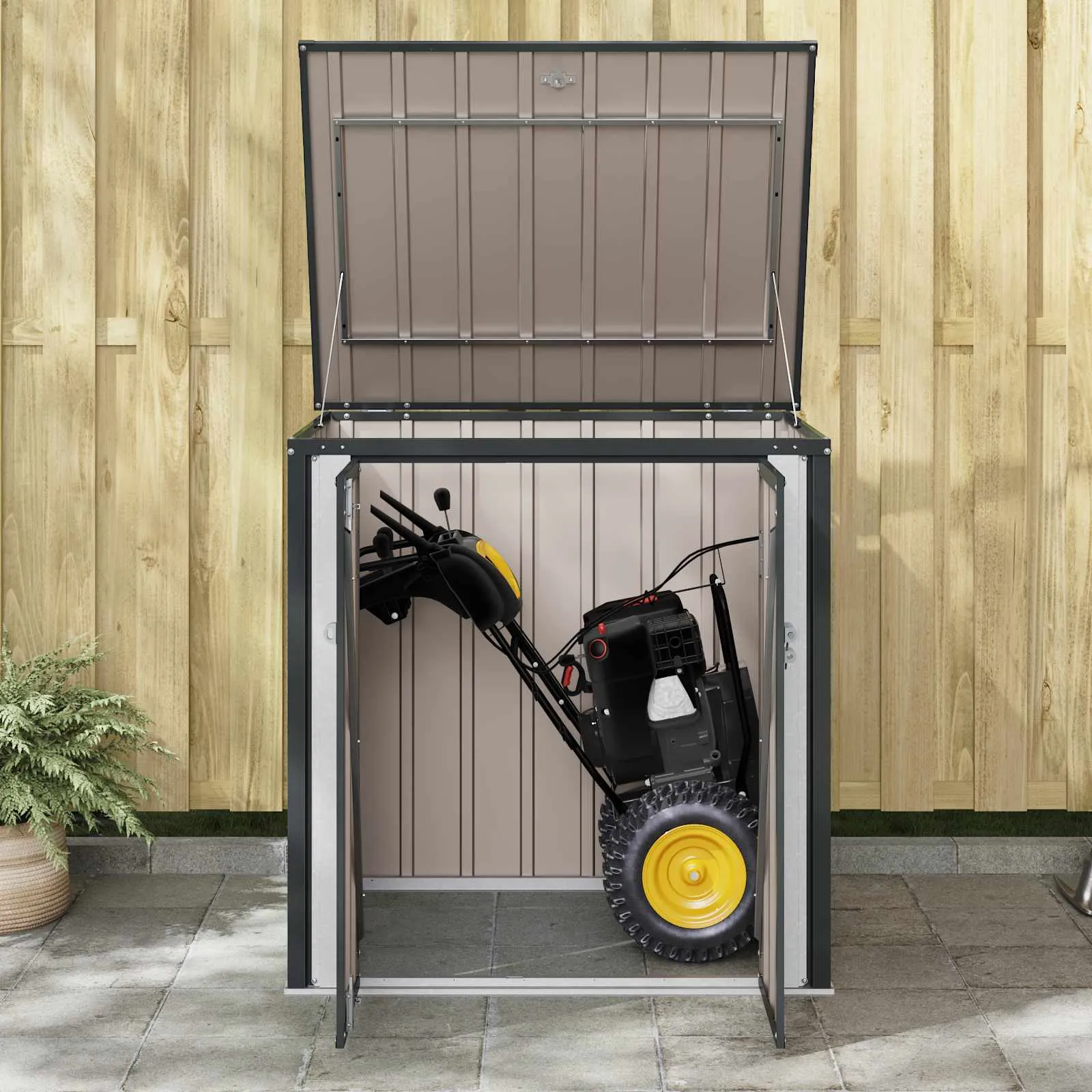 Abschließbare Gartenbox 101,5x82x100 cm Schwarz mit Stahlkonstruktion