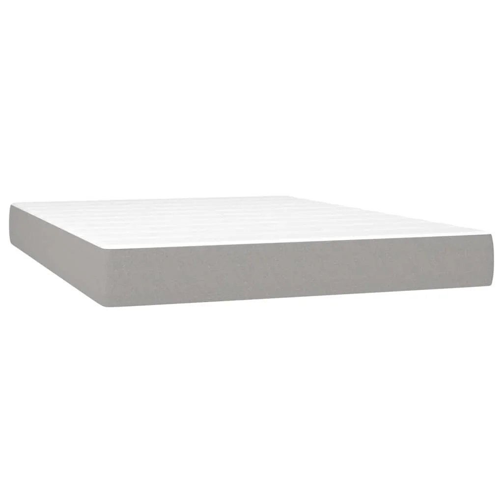 Boxspringbett mit Matratze, LED-Leiste, Hellgrau, 140x200 cm