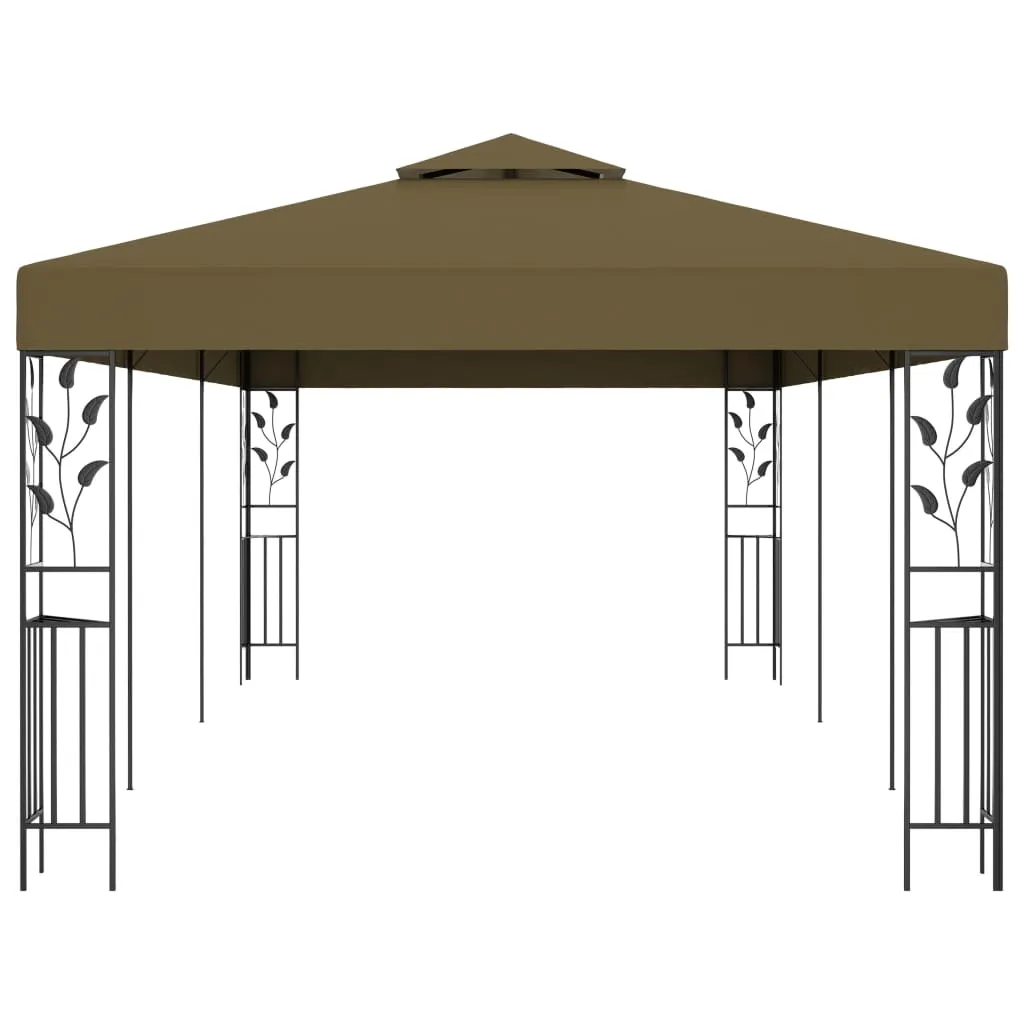 Pavillon mit Doppeldach 600x300x270 cm in Taupe und Schwarz