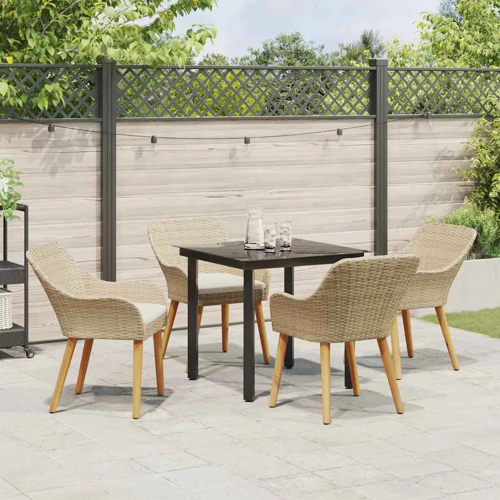 Garten-Esszimmer-Set Beige 80x80x74 cm Tisch & 4 Stühle