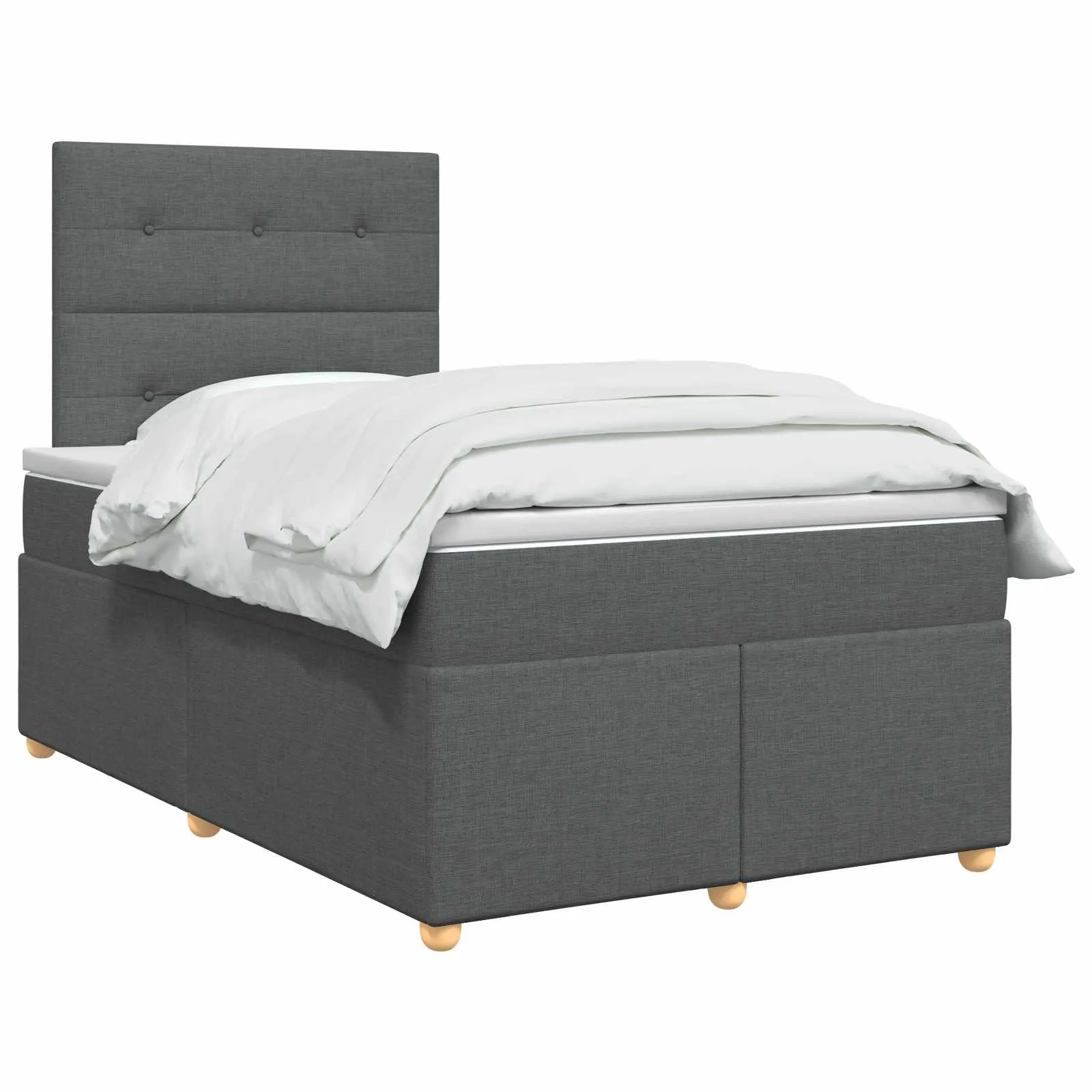 Boxspringbett 120x200 cm mit Topper, Dunkelgrau, Mittelhart