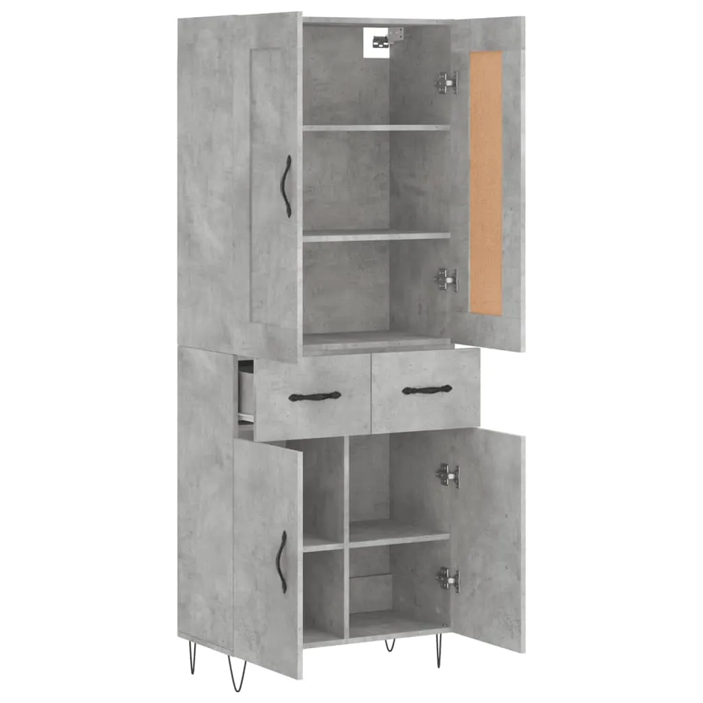 Elegantes Highboard 69,5 x 34 x 180 cm in Betongrau