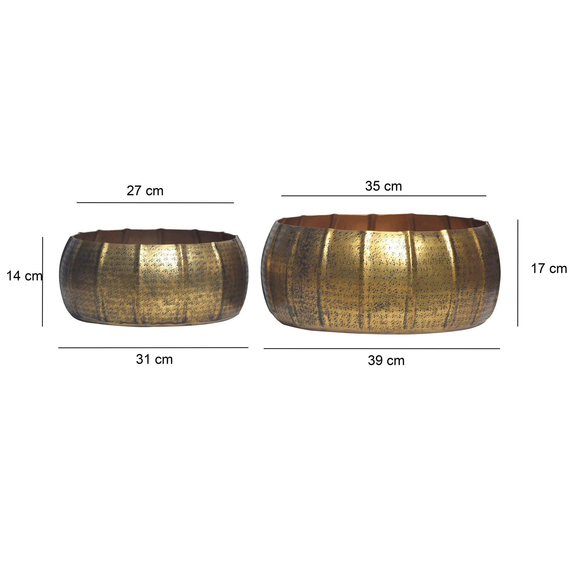 Pflanzgefäß 2er Set Metall Pflanzkübel Gold