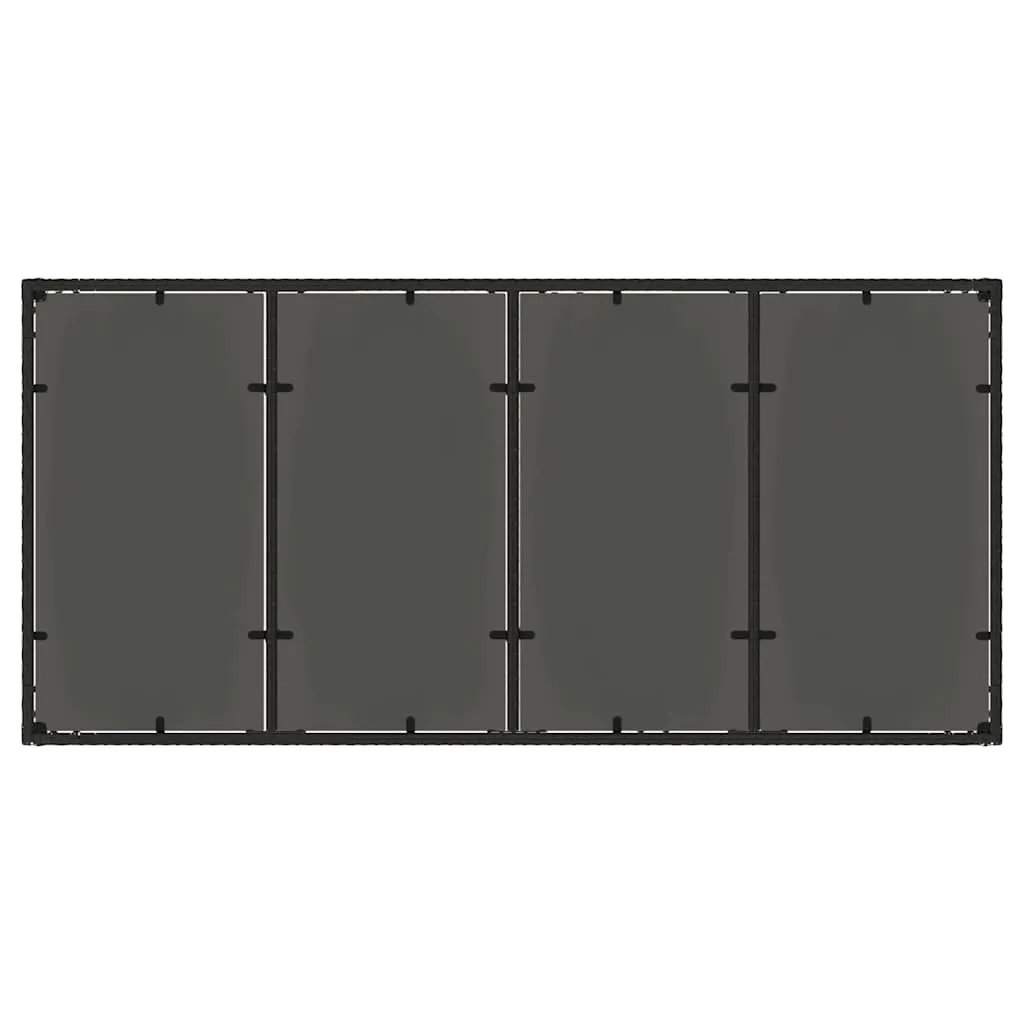 Gartentisch mit Glasplatte 190 x 90 x 75 cm Schwarz