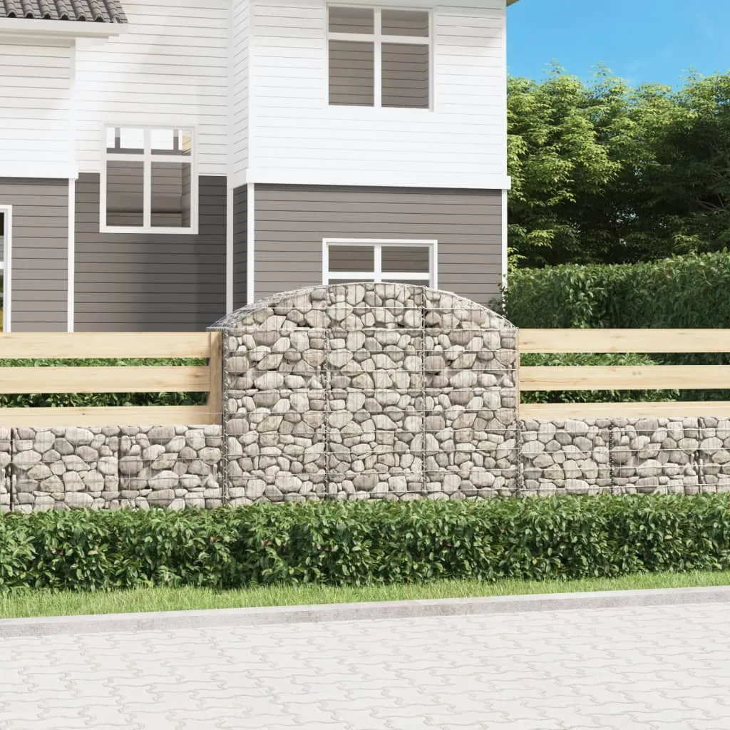 Gabionenwand Hochbogen 150x50x120/140 cm Silber verzinktes Eisen
