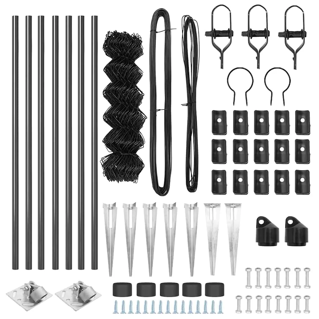 Zaunpfosten-Set Stahl PVC 1000x3,2x60 cm Grau