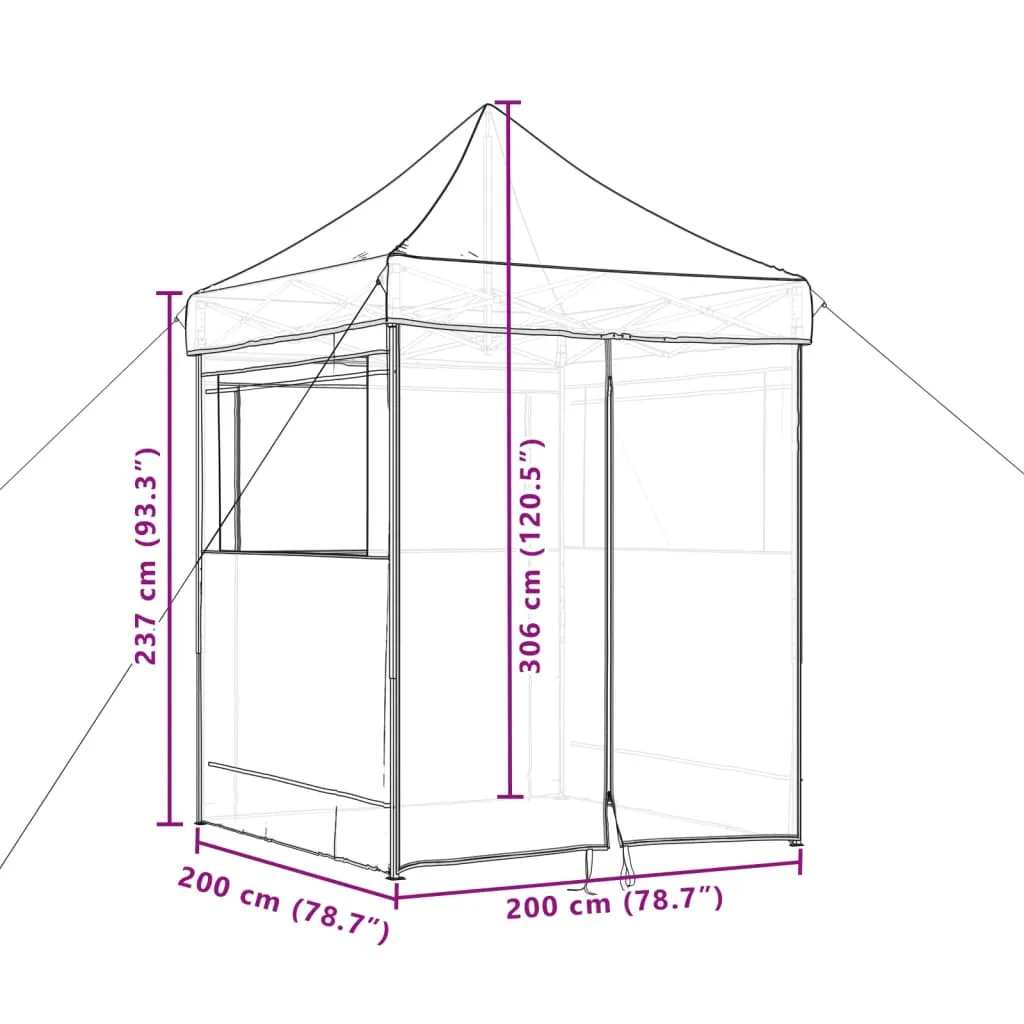 Faltbares Pop-up-Partyzelt 200x200x306 cm Taupe mit Stahlgestell