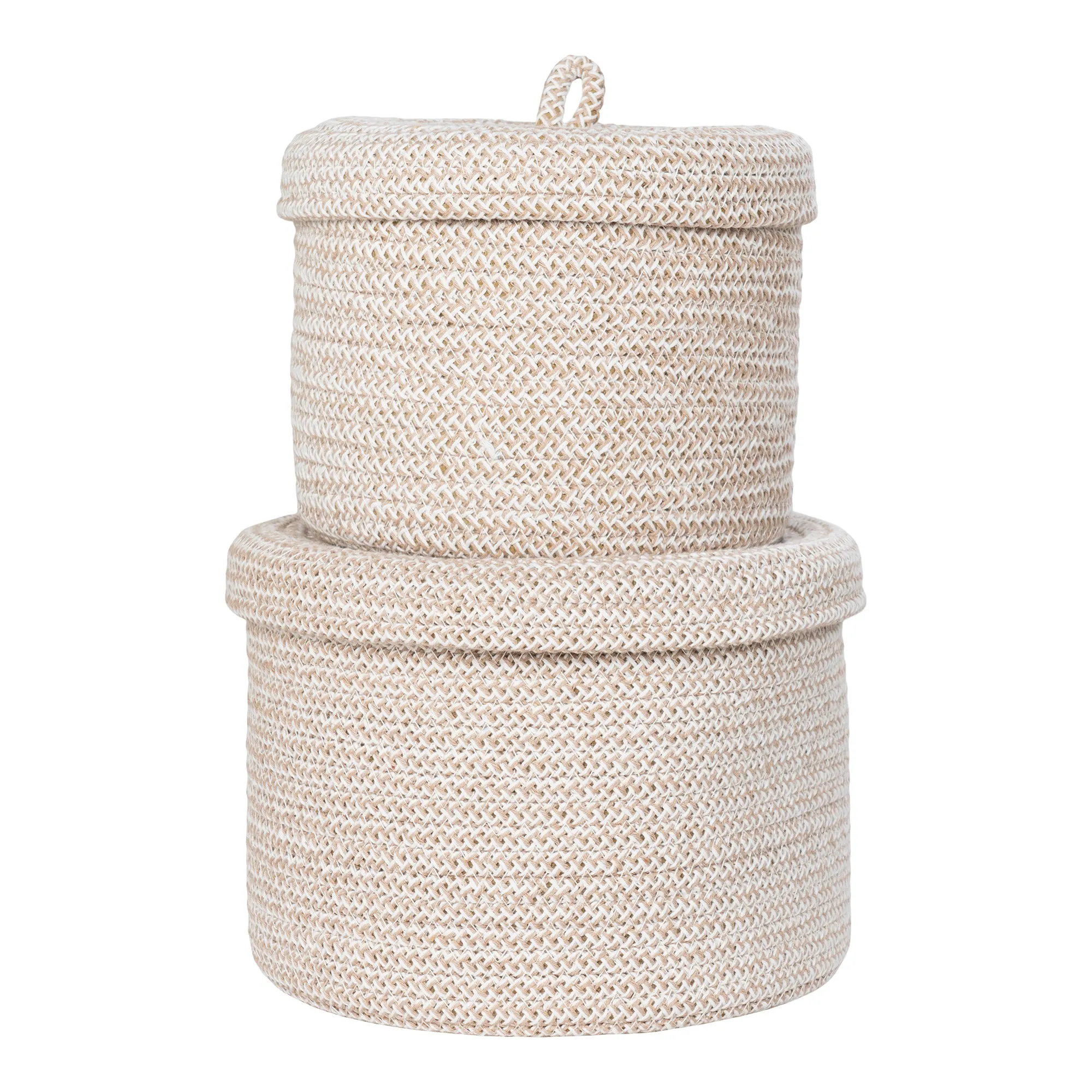 tinkaro Sebal Körbe Set aus 2 Baumwolle Beige