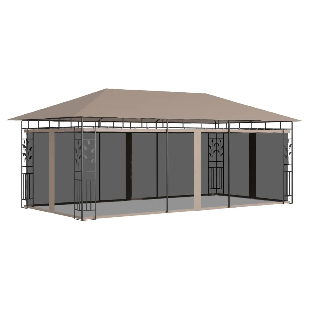 Pavillon mit Moskitonetz 6x3x2,73 m Taupe