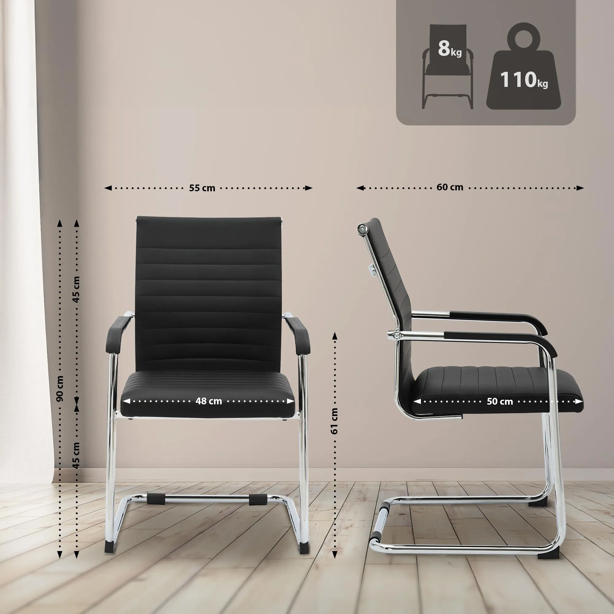 Bürostuhl Hakon 90x55x62 cm schwarz