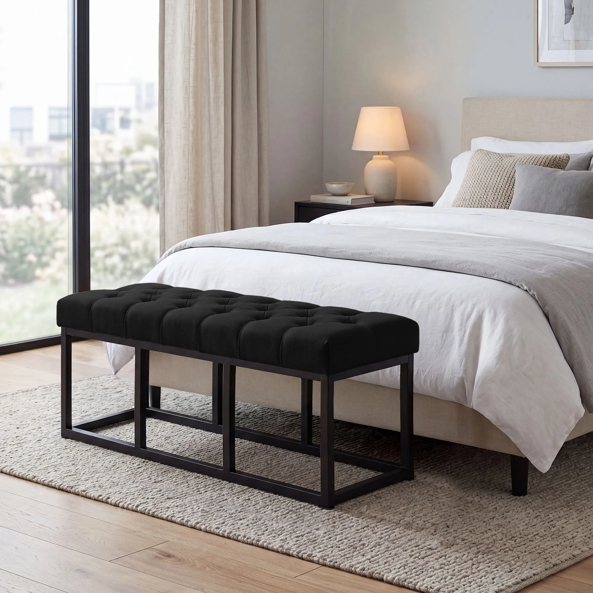 Sitzbank Amun 100x38x46 cm schwarz