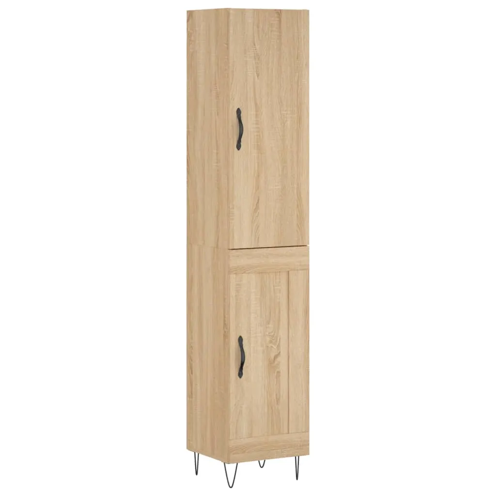 Highboard Sonoma-Eiche 34,5 x 34 x 180 cm aus Holzwerkstoff und Metall