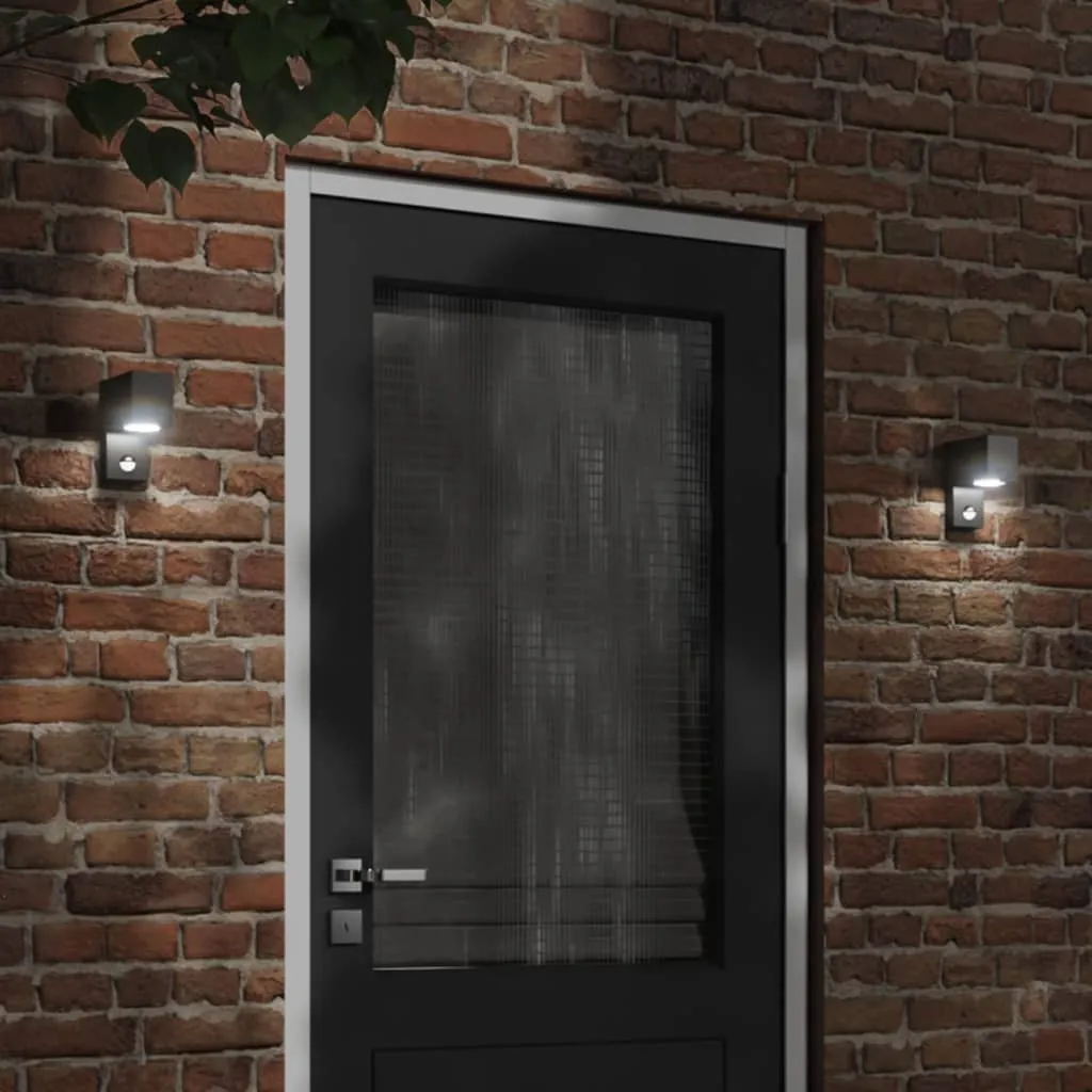 Außenwandleuchte Schwarz 7 x 12 x 15 cm mit PIR-Sensor