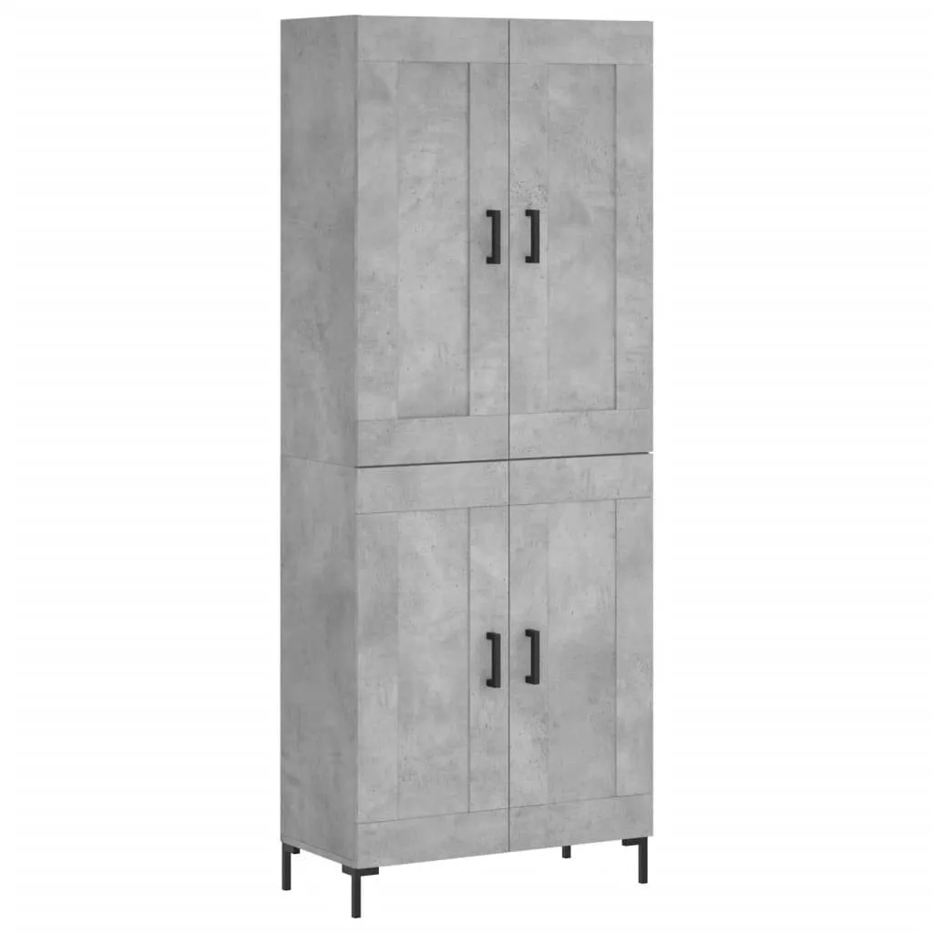 Highboard mit Sideboard 69,5x34x180 cm Betongrau aus Holzwerkstoff und Eisen