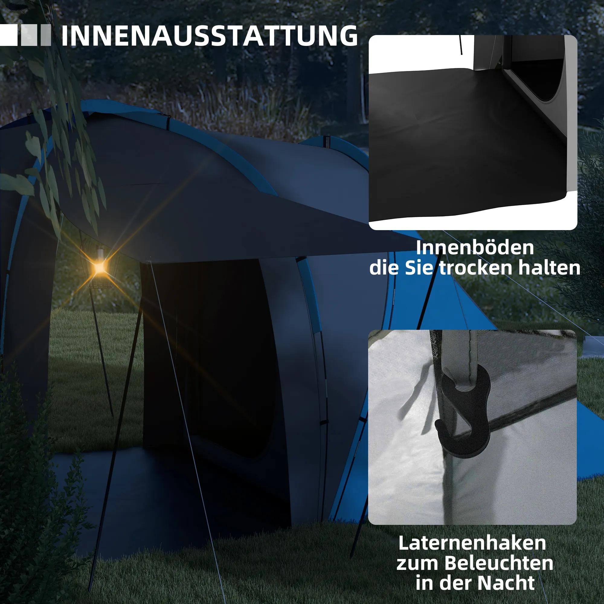 Tunnelzelt 4-6 Personen 555x225x190 cm Grau-Blau