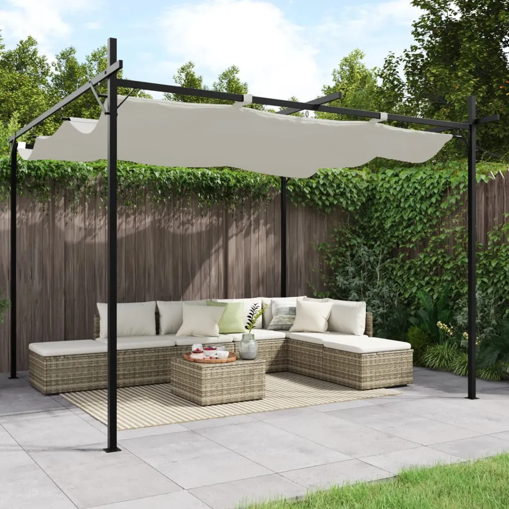 Pergola mit Schiebedach 295x292x207/230 cm Creme