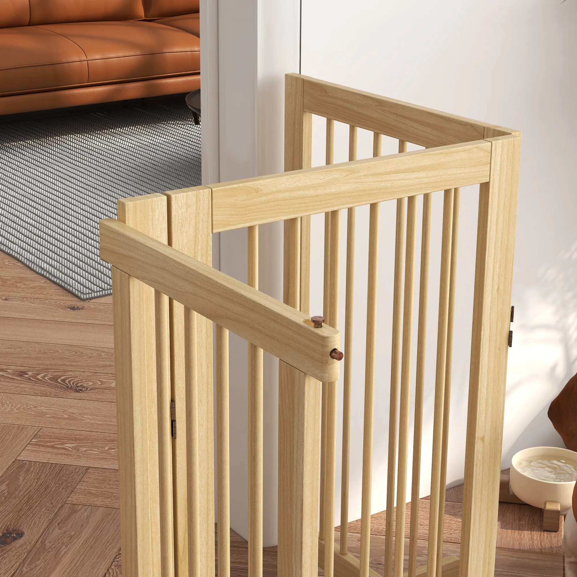 Hunde-Absperrgitter aus Kiefernholz klappbar mit Tür 220x91cm