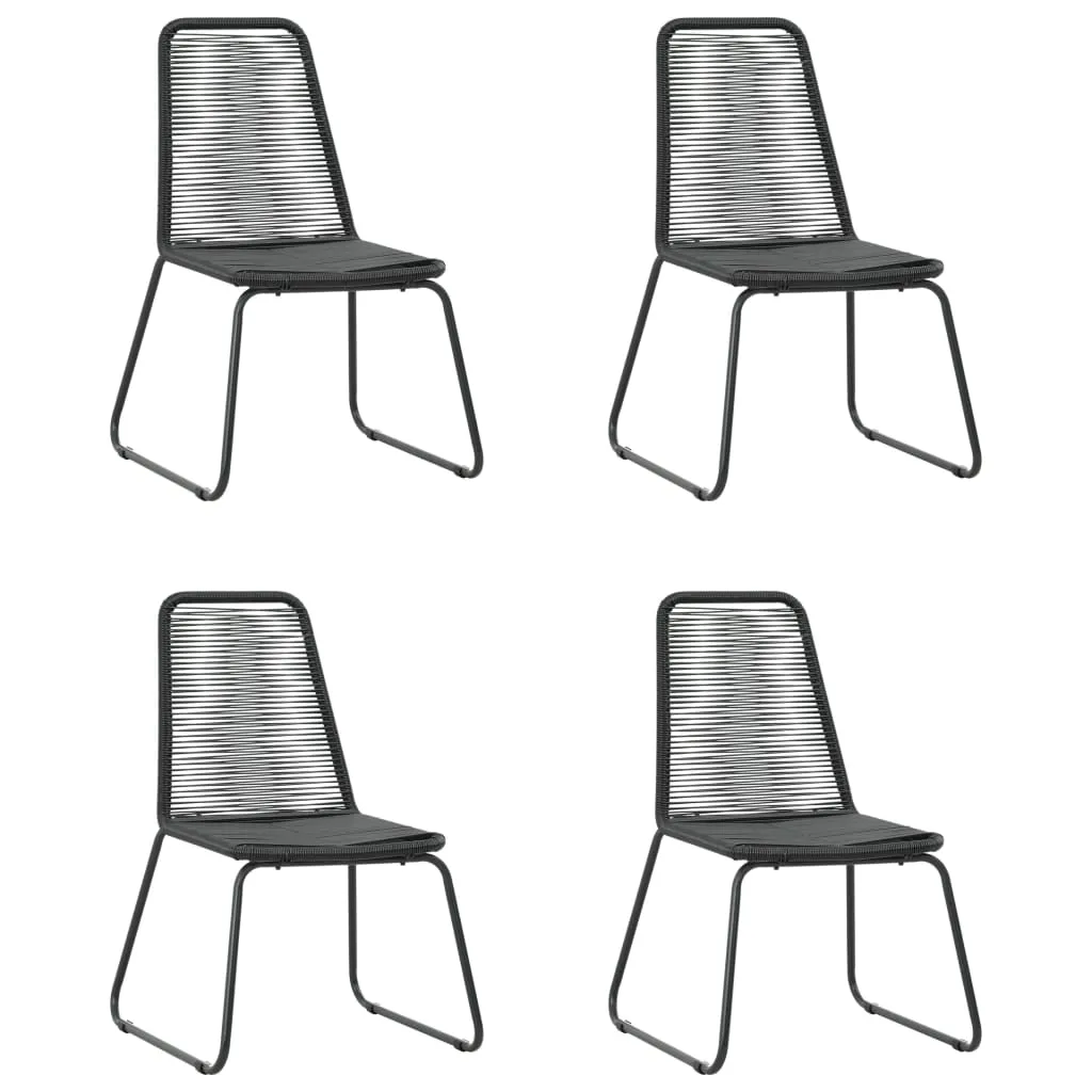 Garten-Essgruppe Schwarz Tisch 150x90x74 cm & Stühle 54x59x91 cm