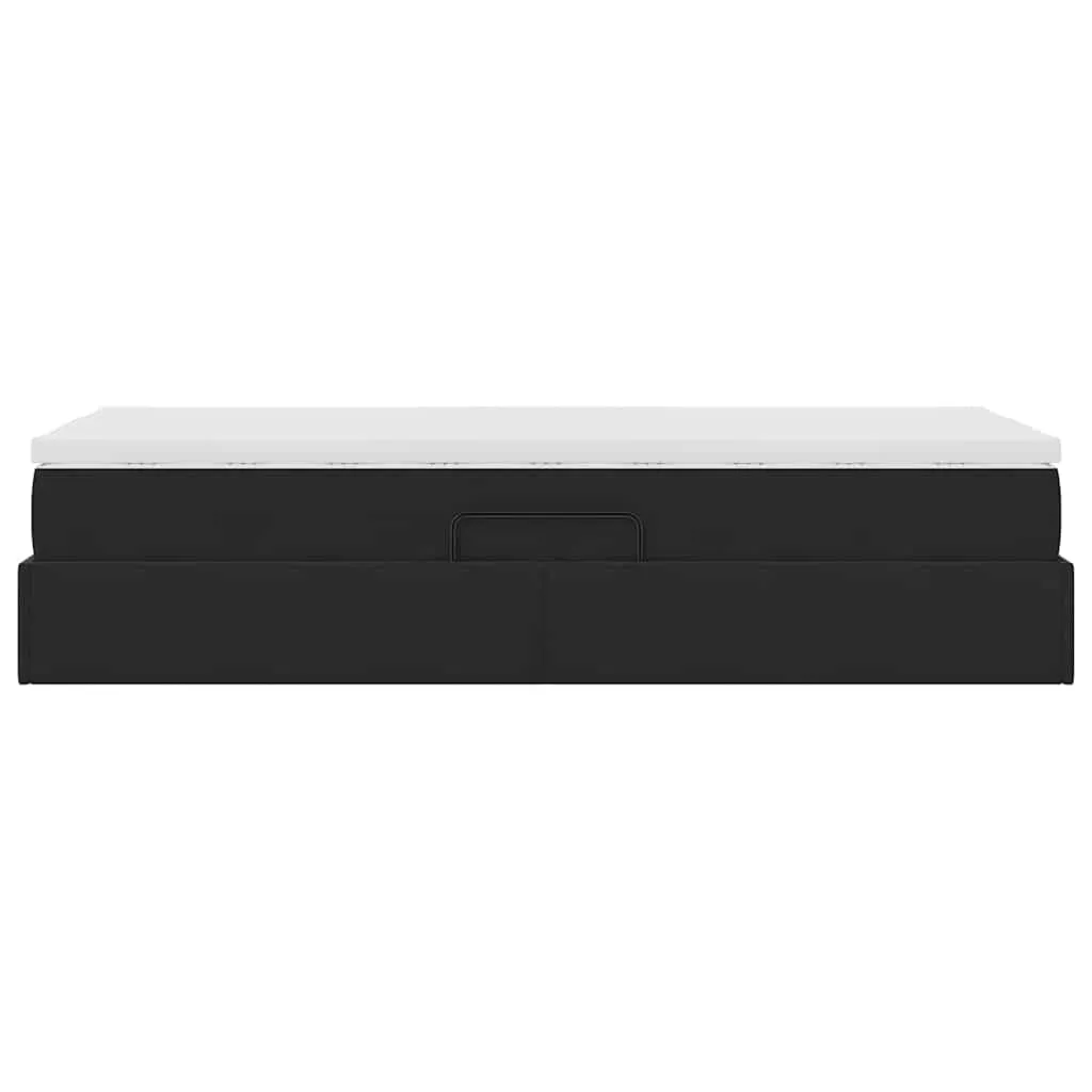 Aufbewahrungsbett mit Matratze 100 x 200 cm Schwarz