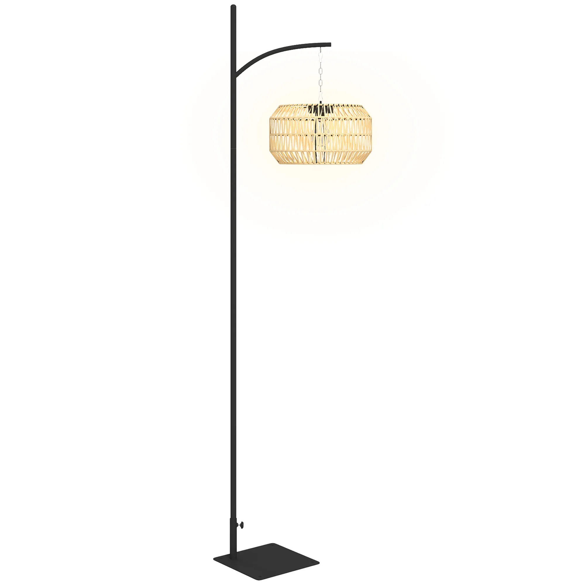 Solar Stehlampe Rattan Boho-Stil IP44 Schwarz-Gelb 178 cm