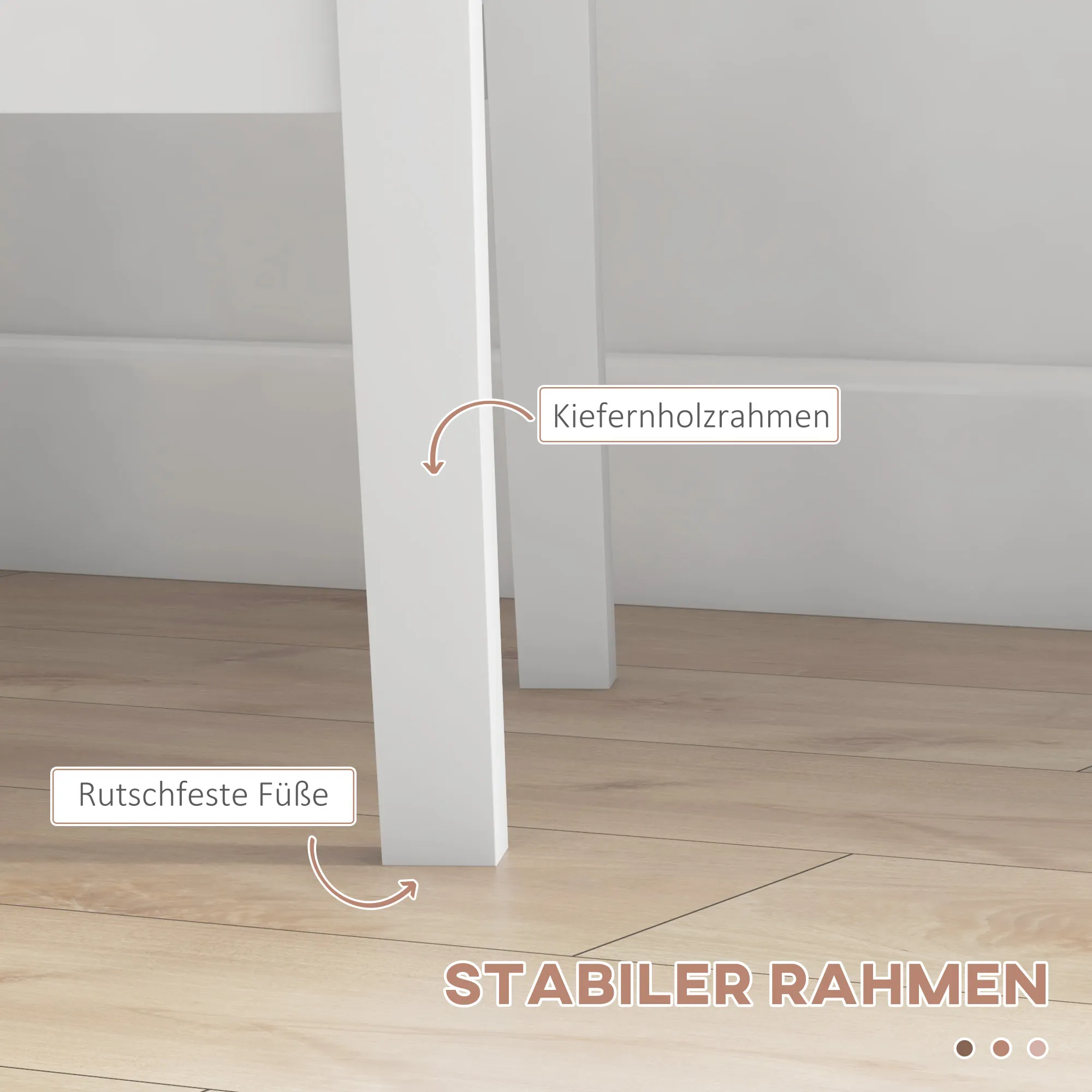 3-teilige Essgruppe Sitzgruppe Tisch mit Stühlen, Massivholz, Weiß