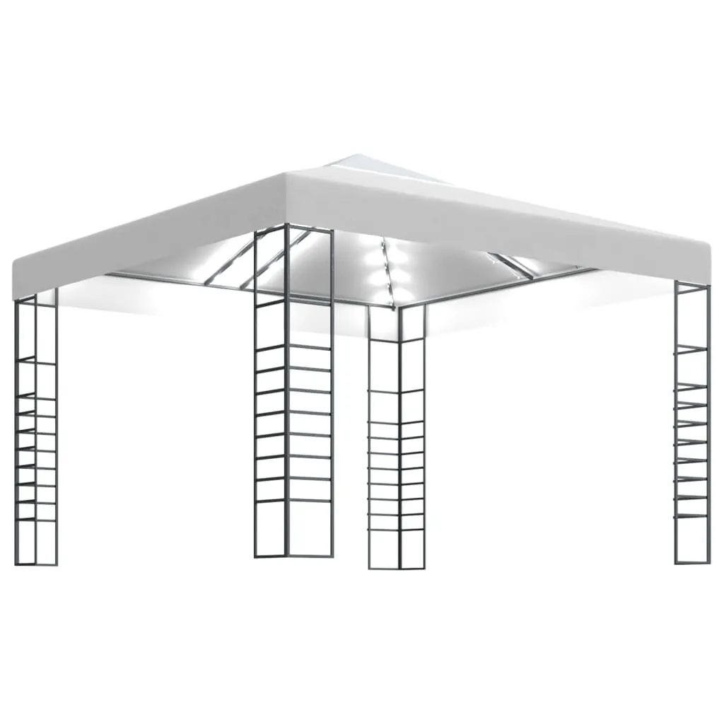 Weißer Pavillon 3 x 3 x 2,7 m mit UV-Schutz und Solar-Lichterkette