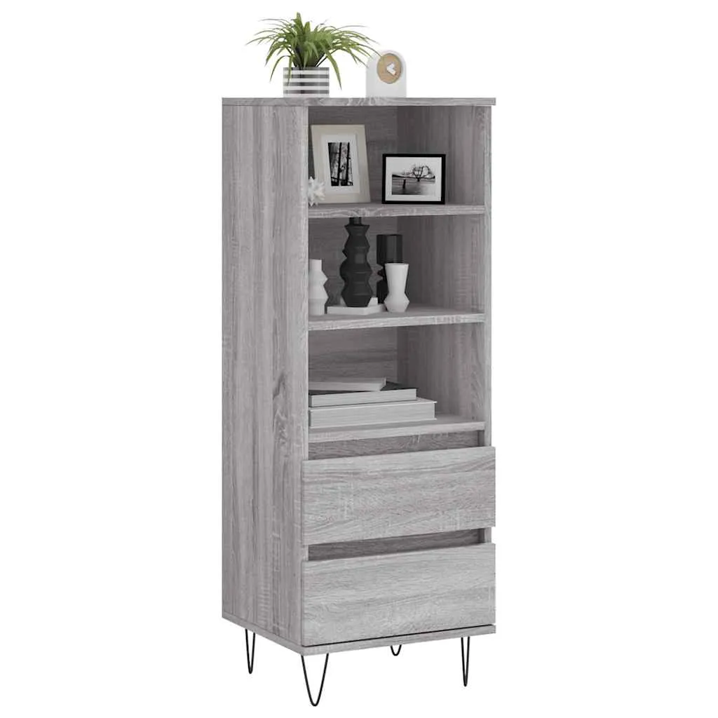 Highboard 40 x 36 x 110 cm Grau Sonoma aus Holzwerkstoff und Metall