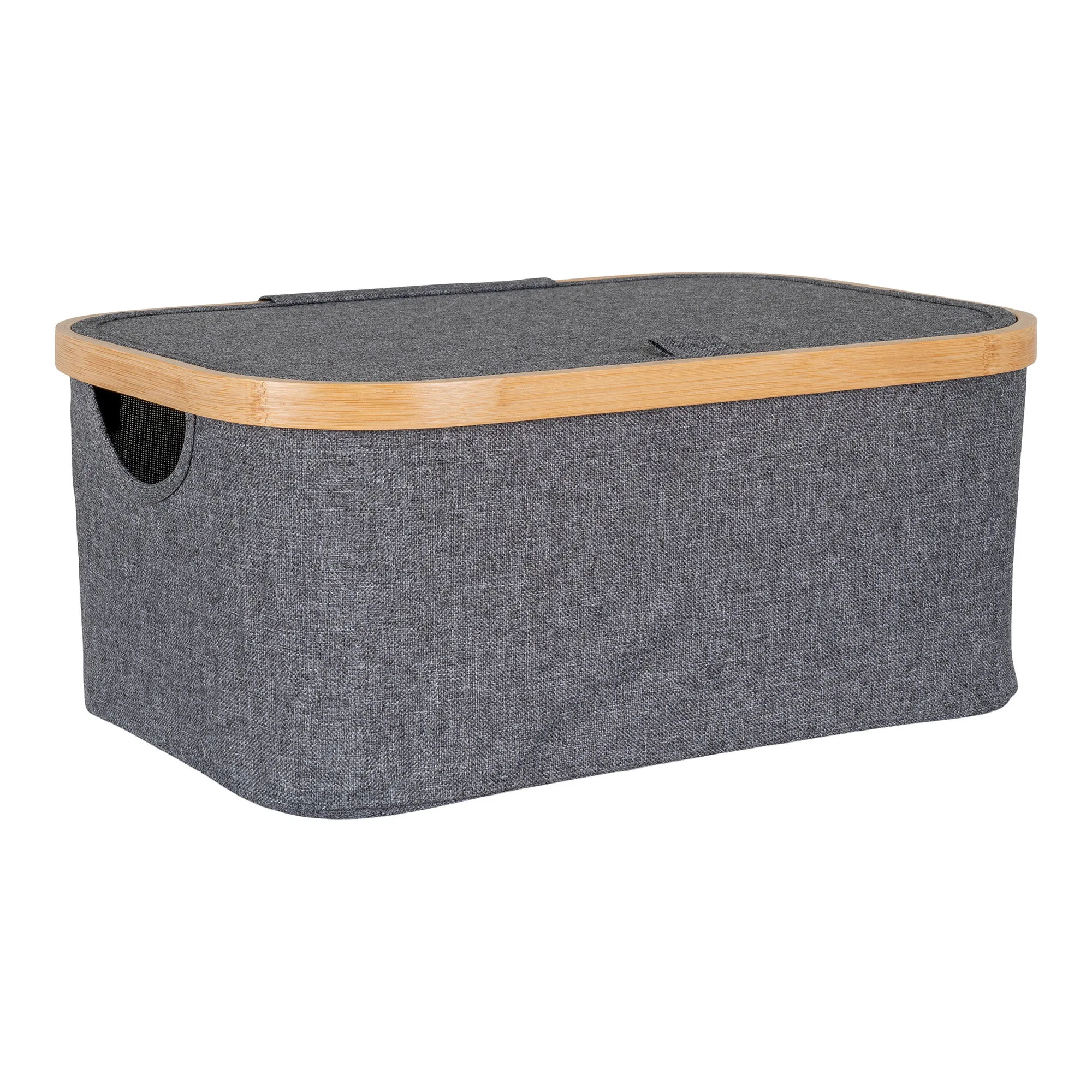 tinkaro Korb Noto Bambus/Textil 38x26x16 cm Dunkelgrau
