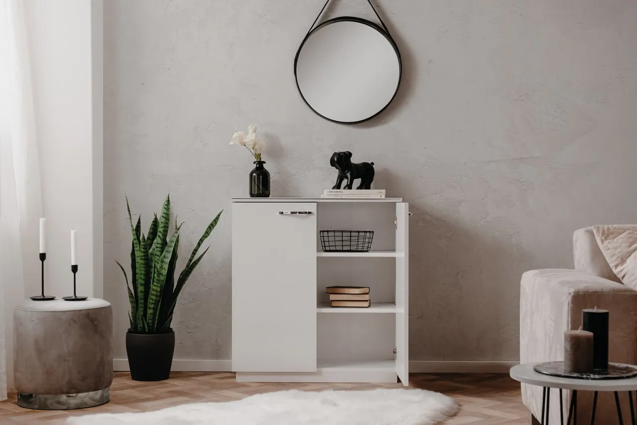 finori Kommode Monaco Hochglanz Weiß 80x87 cm Schrank