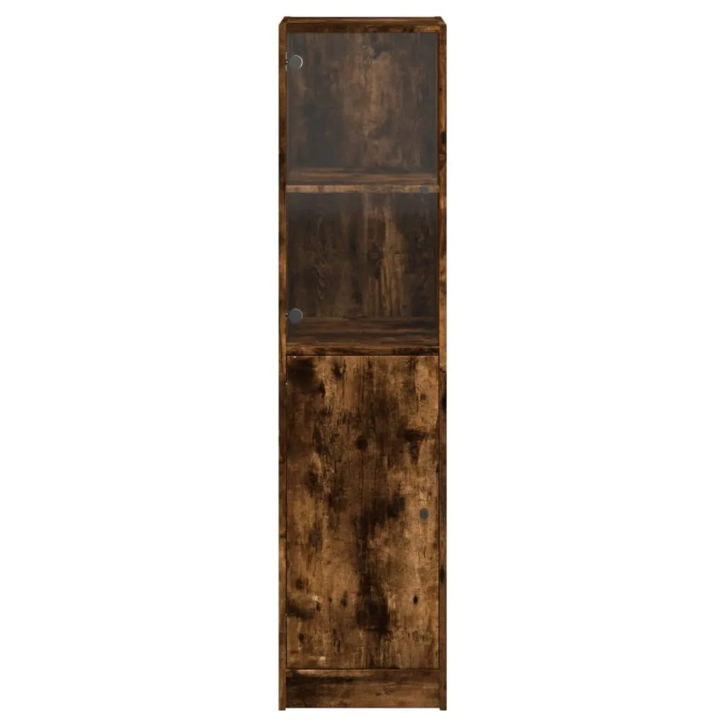 Highboard 35 x 37 x 142 cm in Räuchereiche mit Glasfront