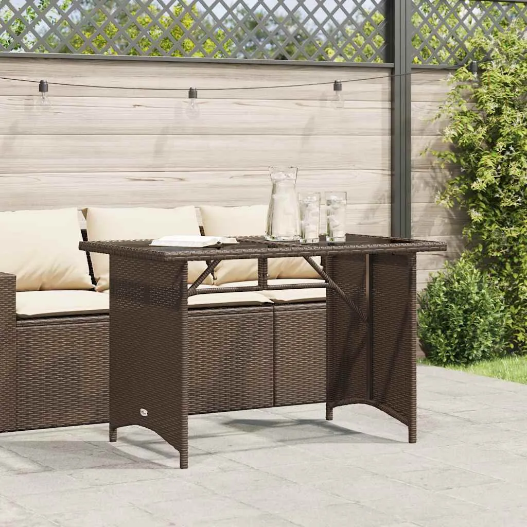 Gartentisch Braun 110 x 68 x 70 cm mit Glasplatte